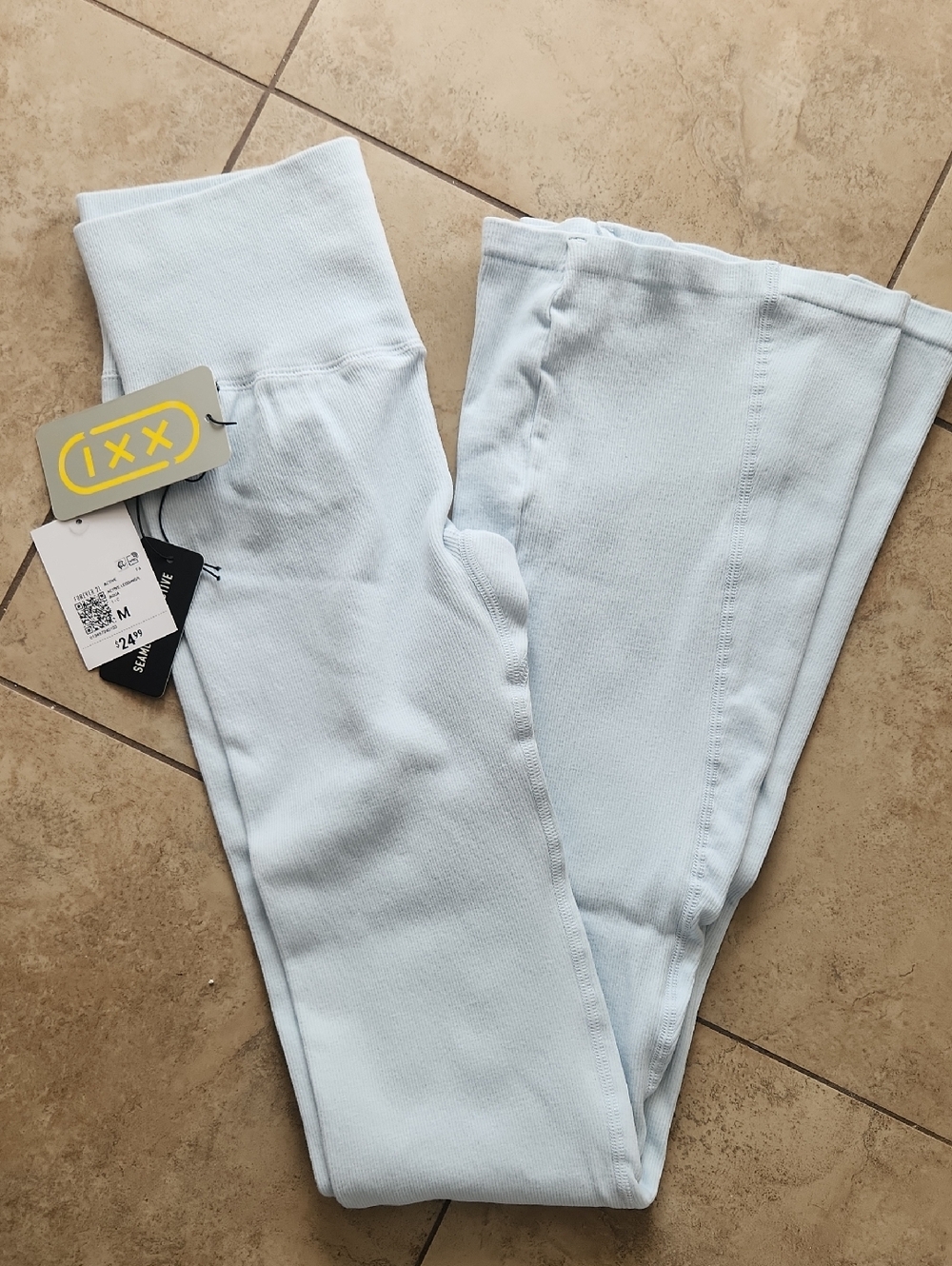 Light Blue Women's Activ3 leggings with High Waist Knit Stretch